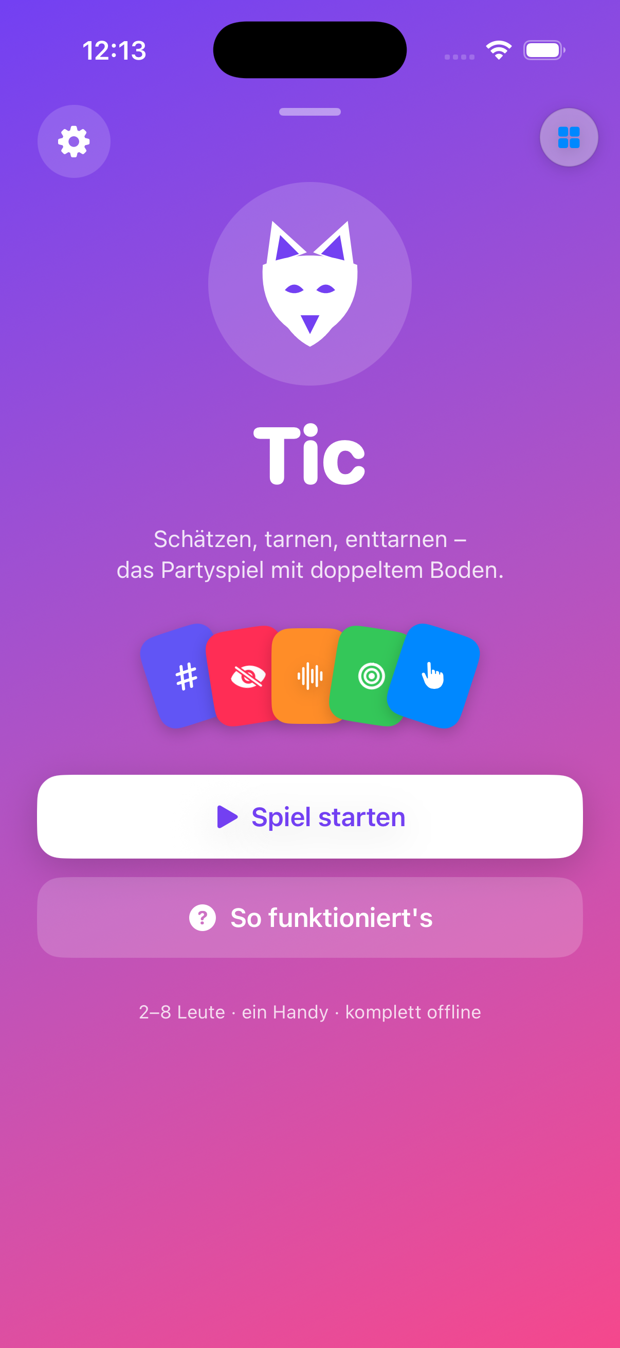 Tic Startbildschirm